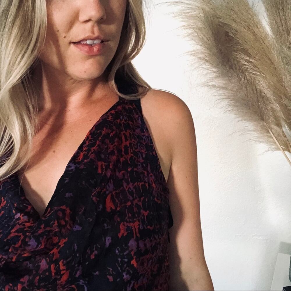 ANTHROPOLOGIE HD Seeded Sinopia Red Black Silk Cowl Neck Racer Tank Maxi Dress S - Picture 5 of 8